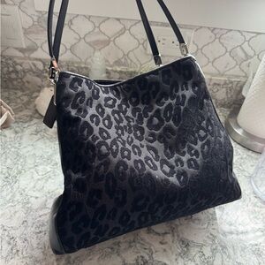 Coach Black Leopard Shoulder Bag